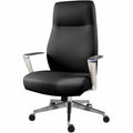 Lorell Fuerte Executive/Conference High-Back Chair with Polished Aluminum Arms, Black, LLR63305