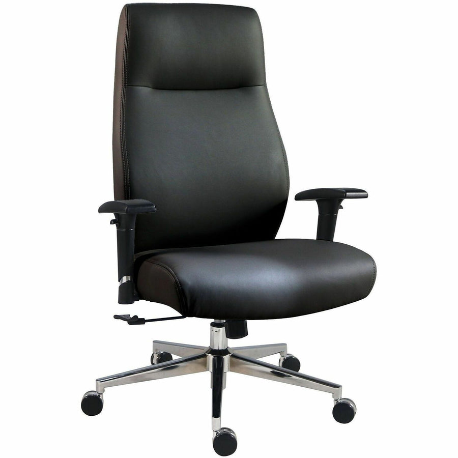 Lorell Fuerte Executive High-Back Chair with Adjustable Arms, Black, Polyurethane, Hooded Caster, LLR63300