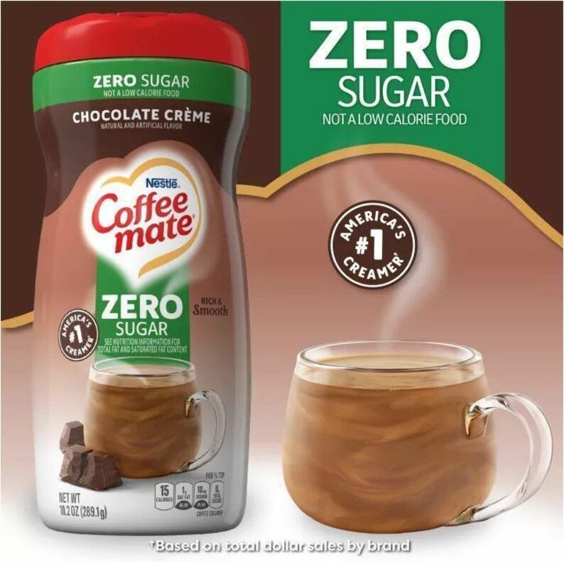 Coffee mate Sugar Free Chocolate Creamer, White, Non Dairy, 6 / Carton, NES59573CT