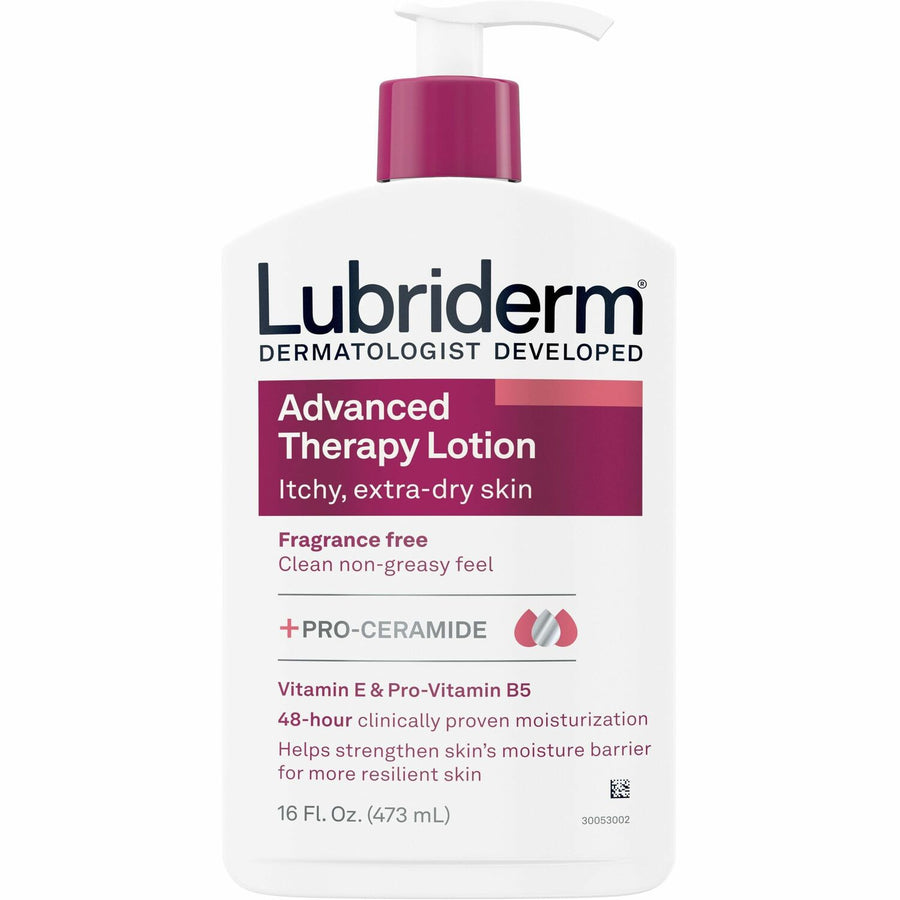 Lubriderm Advanced Therapy Lotion, 16 fl oz, Hypoallergenic, 12 / Carton, JOJ48322CT