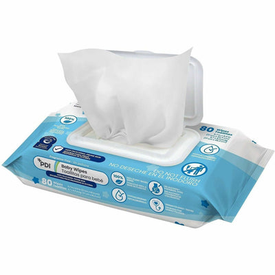 PDI Healthcare pH-Balanced Baby Wipes for Sensitive Skin, Blue, 80 / Each, PDIM41580