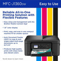 Brother Work Smart MFC-J1360DW Wired & Wireless Inkjet Multifunction Printer - Color - Black, BRTMFCJ1360DW
