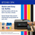 Brother Genuine BTD1803PK 3-Pack High Yield Cyan, Magenta, and Yellow Ink Bottles, BRTBTD1803PKS