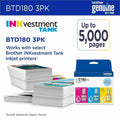 Brother Genuine BTD1803PK 3-Pack High Yield Cyan, Magenta, and Yellow Ink Bottles, BRTBTD1803PKS