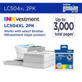 Brother Original High Yield Inkjet Ink Cartridge - Twin-pack - Black - 2 Pack, BRTLC504XL2PKS