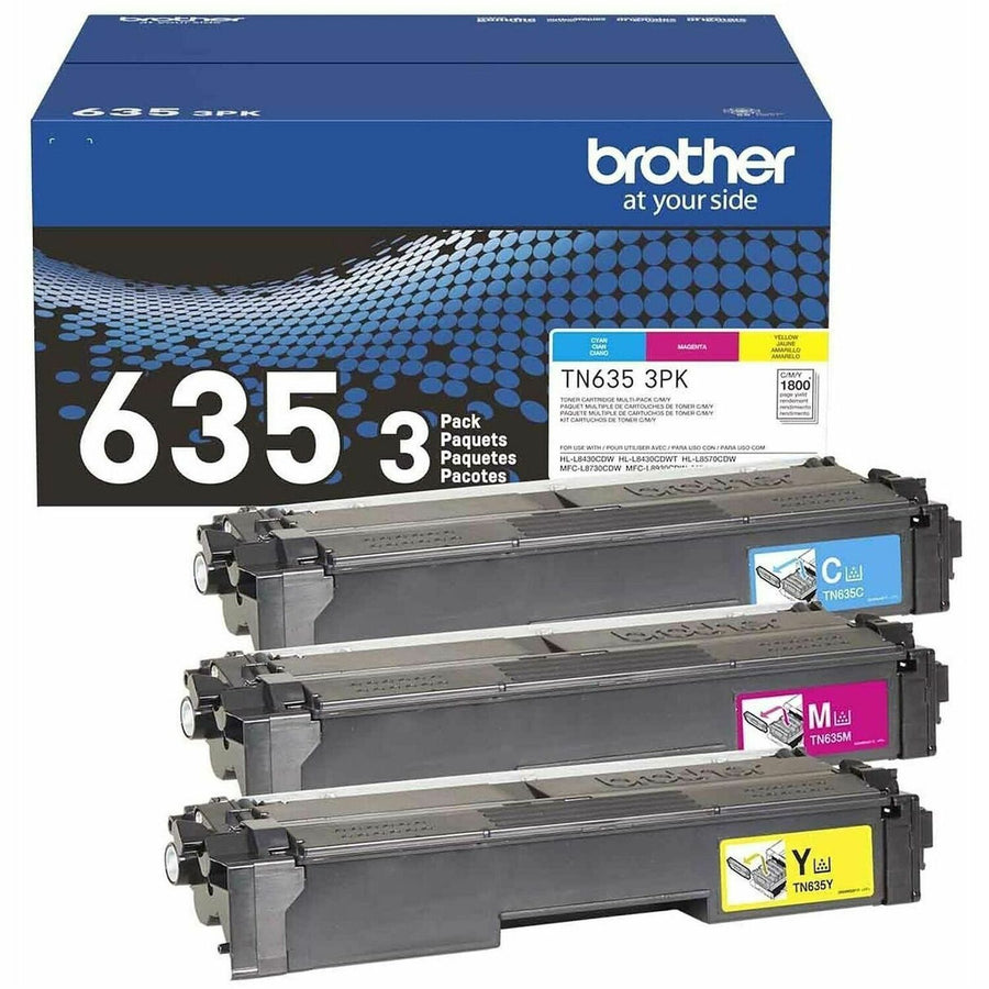 Brother TN635 Original Standard Yield Laser Toner Cartridge - Cyan, Magenta, Yellow - 3 / Pack — view 1
