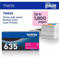 Brother TN635M Original Standard Yield Laser Toner Cartridge - Magenta -, BRTTN635M