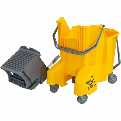 Unger Dual Compartment Mop Buckets, Yellow, 1 Case, UNGCOMBY