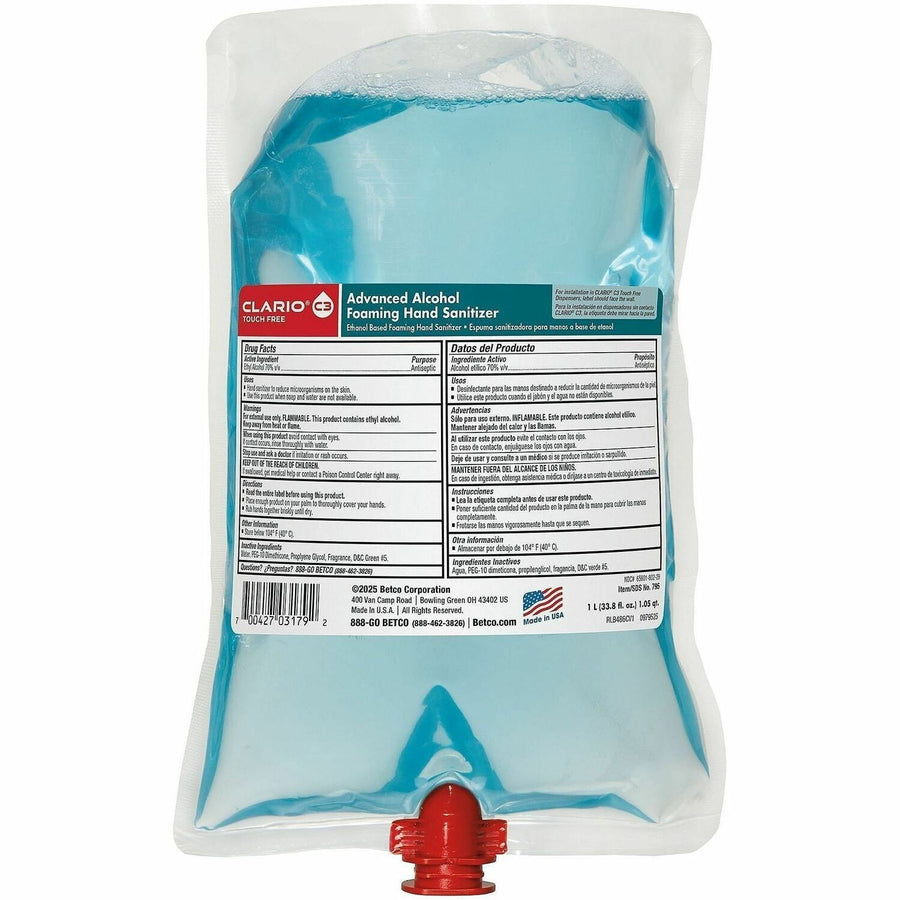 Betco Advanced Hand Sanitizer Foam Refill, Light Blue, 6 / Carton — view 1