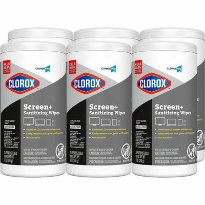 The Clorox Company Clorox Screen + Sanitizing Wipes, White, 6 / Carton, CLO60724CT