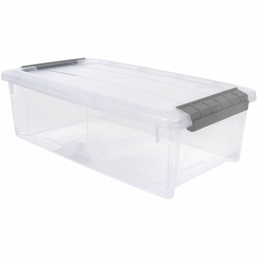 IRIS 6.2 QT Stack-and-Pull Storage Tote, Stack & Pull, 8.1" x 4.6", Gray, 1.55 gal, Compact, IRS300008