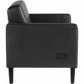 Lorell Soft-Seating Loveseat with Power Charging, Black, LLR86951