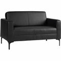 Lorell Soft-Seating Loveseat with Power Charging, Black, LLR86951