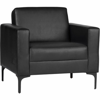 Lorell Soft-Seating Club Chair with Power Charging, Black, LLR86952