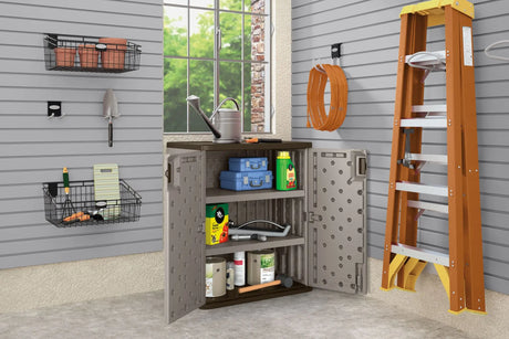 Suncast Base Storage Cabinet (Gray) | Durable Outdoor Organization Suncast