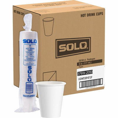 Dart Container Solo 6 oz Paper Hot Cups, White, 20 / Carton, SCC376W-2050