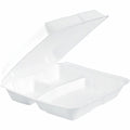 Dart Container 9-1/2" Triple-Compartment Foam Containers, White, 2 / Carton, DCC95HT3R