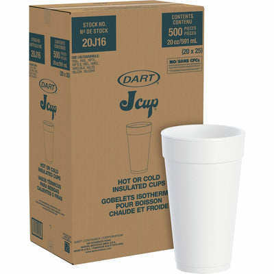 Dart Container J Cup 20 oz Insulated Foam Cups, White, 25 / Carton, DCC20J16