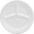 Dart Container Concorde 9" Nonlaminated Foam 3-Compartment Plates, White, 4 / Carton, DCC9CPWCR