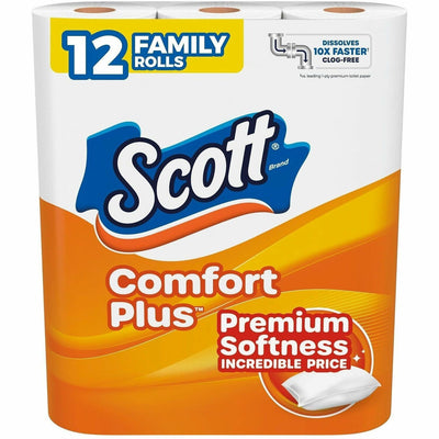 Kimberly-Clark Scott ComfortPlus Toilet Paper, White, 12 / Pack, KCC55211