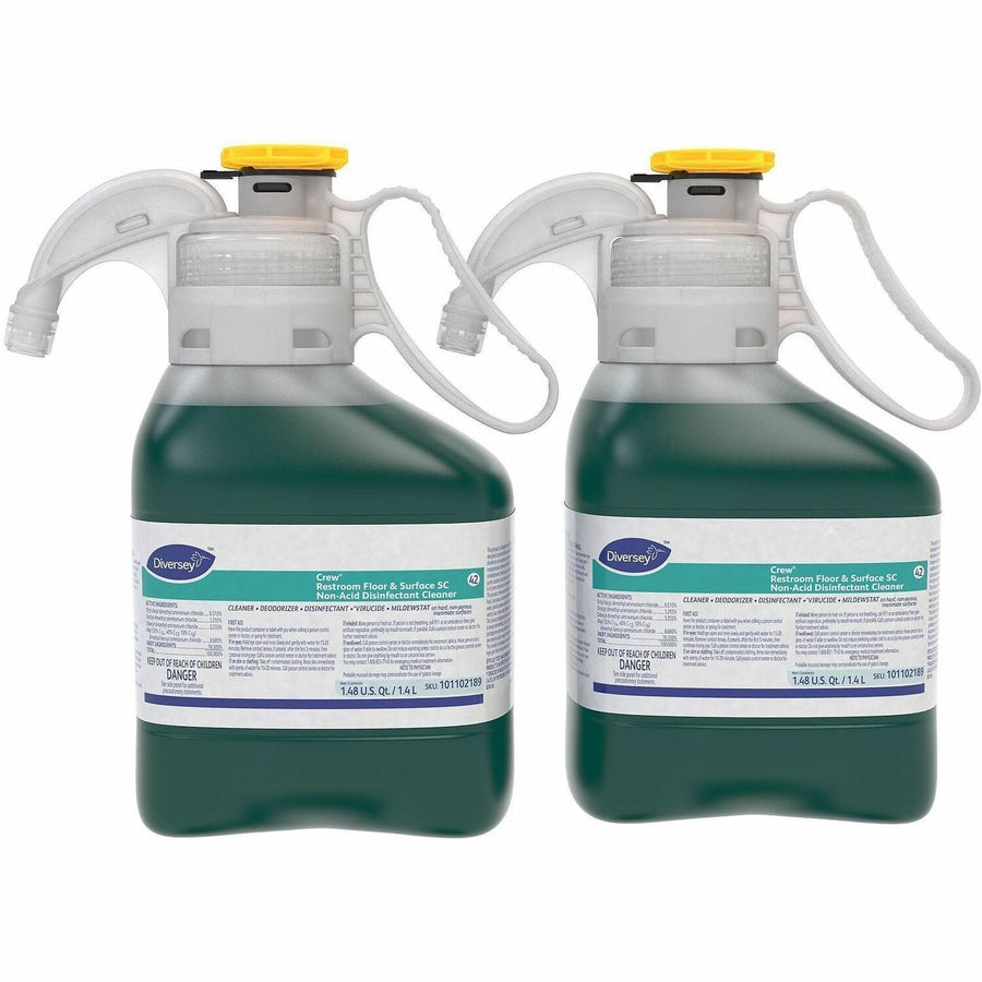 Diversey Crew Restroom Disinfectant Cleaner, Green, Virucidal, 2 / Carton, DVO101105993