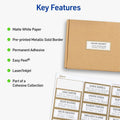 Avery Matte White Labels With Gold Borders, 300 / Pack, AVE06507
