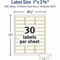 Avery Matte White Labels With Gold Borders, 300 / Pack, AVE06507