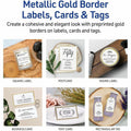 Avery Matte White Labels With Gold Borders, 300 / Pack, AVE06507