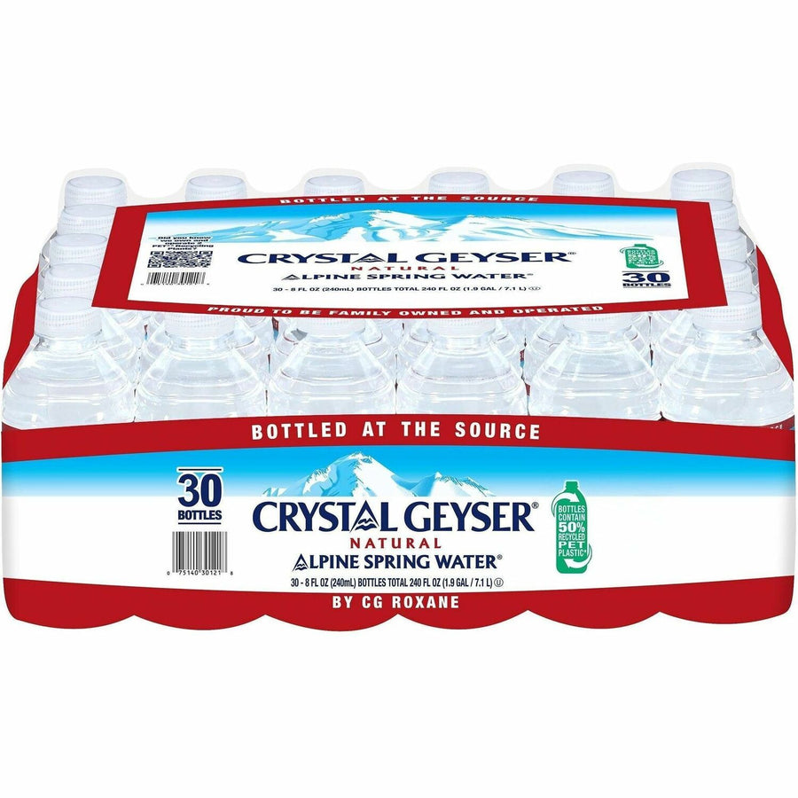 Crystal Geyser Water Alpine Spring Bottled Water, 30 / Carton, CGW301218