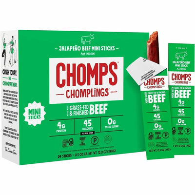 We Are The Chompians CHOMPS Chomplings Jalepeno Beef Jerky Sticks, 24 / Pack, CHSLCJ24