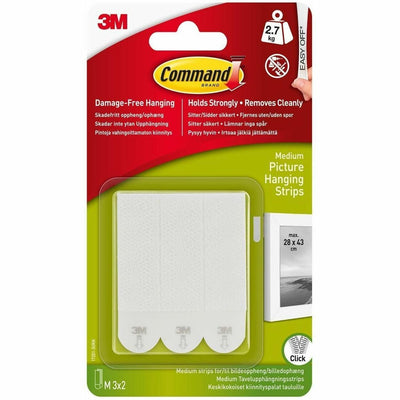 3M Command Medium Adhesive Picture Hanging Strips, White, MMM17201PK