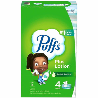 Procter & Gamble Puffs Plus Lotion Facial Tissue, White, 24 / Carton, PGC58600