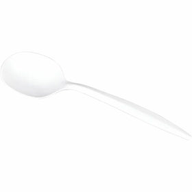 Lollicup Karat Soup Spoon Med-weight/White, 10 / Carton, KRTU2007W