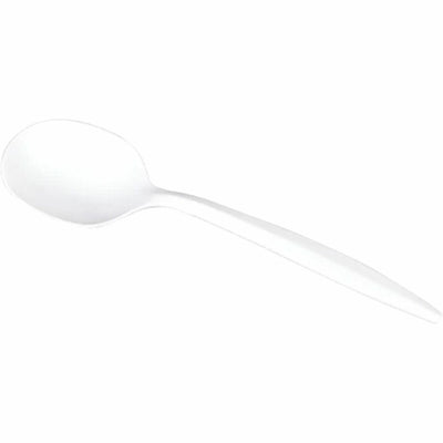 Lollicup Karat Soup Spoon Med-weight/White, 10 / Carton, KRTU2007W