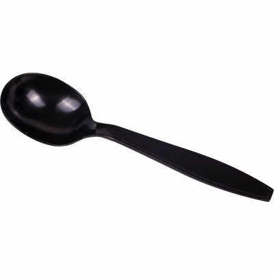 Lollicup Karat Soup Spoon, Extra Heavy-Weight/BK, Black, 10 / Carton, KRTU2022B