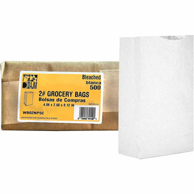 AJM Packaging #2 White Paper Grocery Bags, Bleached Kraft, 500 / Carton — view 1
