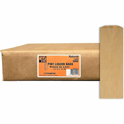 AJM Packaging Pint-Size Liquor Bags, Natural Kraft, 500 / Carton, AJMLP35NP5CES