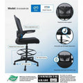 Norstar Office Boss Mesh Flip-Arm Stool, Black, BOP16366BKBK