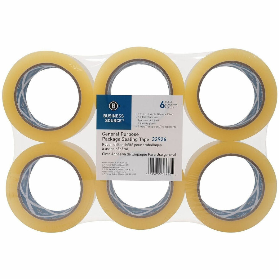 Business Source Heavy-duty Packaging/Sealing Tape, Clear, 6 / Pack — view 1
