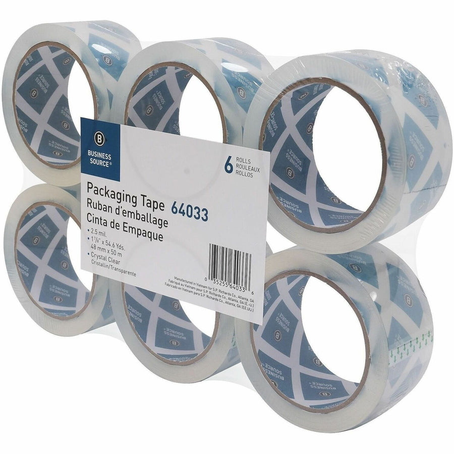 Business Source Crystal Clear Packaging Tape, 6 / Pack — view 1