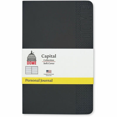 Dome Personal Journal - 5 x 8 Inch Softcover Black Lined Journal Notebook, DOM30008