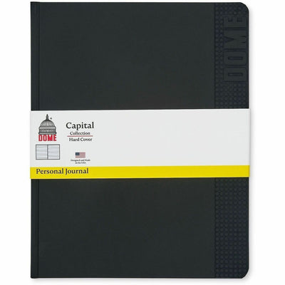 Dome Personal Journal - 8 x 10 Inch Hardcover Black Lined Journal Notebook, DOM30013