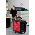 Rubbermaid Commercial 5 Drawer Mobile Work Center, Black, Red, RCPFG773488BLA