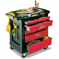 Rubbermaid Commercial 5 Drawer Mobile Work Center, Black, Red, RCPFG773488BLA