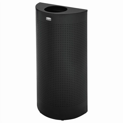Rubbermaid Commercial Half Round Metallic Waste Receptacle, Textured Black, 12 gal, RCPSH12EPLTBK