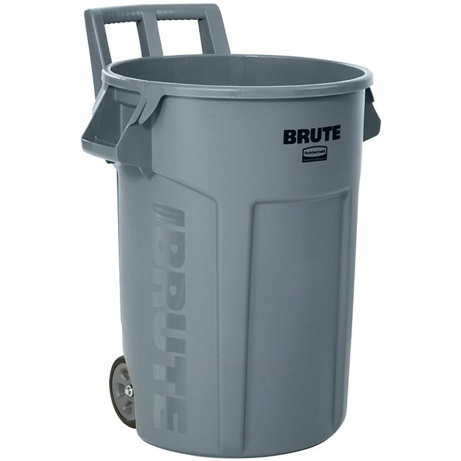 Rubbermaid Commercial Vented Wheeled BRUTE Container, 32 Gal Gray, 26.1" x 34", Resin, Ergonomic Handle, RCP2179403