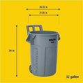 Rubbermaid Commercial Vented Wheeled BRUTE Container, 32 Gal Gray, RCP2179403