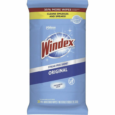S. C. Johnson & Son Windex Glass & Surface Wipes, White, 38 / Pack, SJN378032