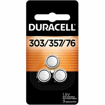 Duracell 303/357 Silver Oxide Button Batteries, 3 / Pack, DURDU3033573