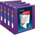 Avery One Touch Ring Heavy-Duty View Binder, Purple, 8 1/2" Width x 11" Length, 4 / Carton, AVE79810CT
